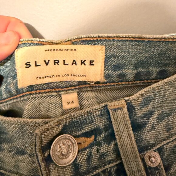 SLVRLAKE Vintage Wash Straight Leg Jeans Size 24 High Rise Premium Denim - Picture 3 of 4